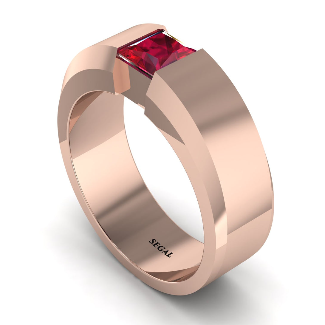 Princess Cut Ruby Solitaire Wedding Band - Lane No. 11