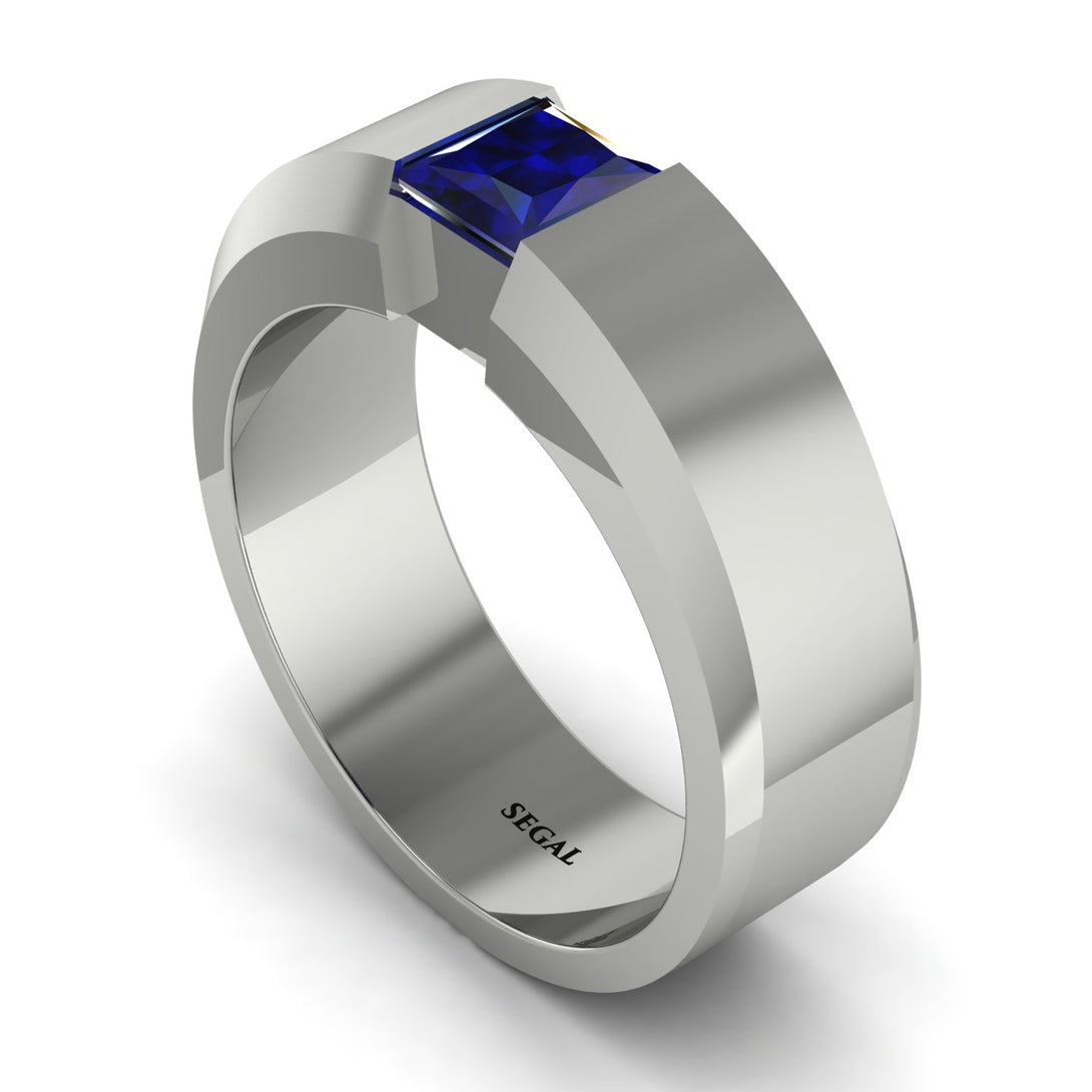Princess Cut Sapphire Solitaire Wedding Band - Lane No. 15
