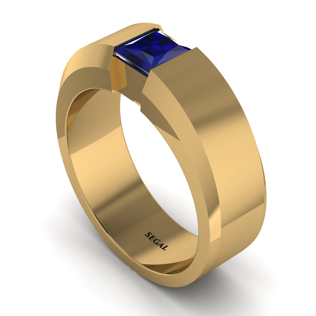 Princess Cut Sapphire Solitaire Wedding Band - Lane No. 13