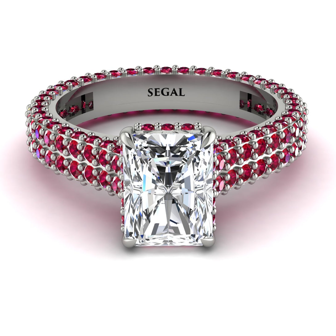 Radiant Cut Diamond Pave Engagement Ring - Kenzie No. 48