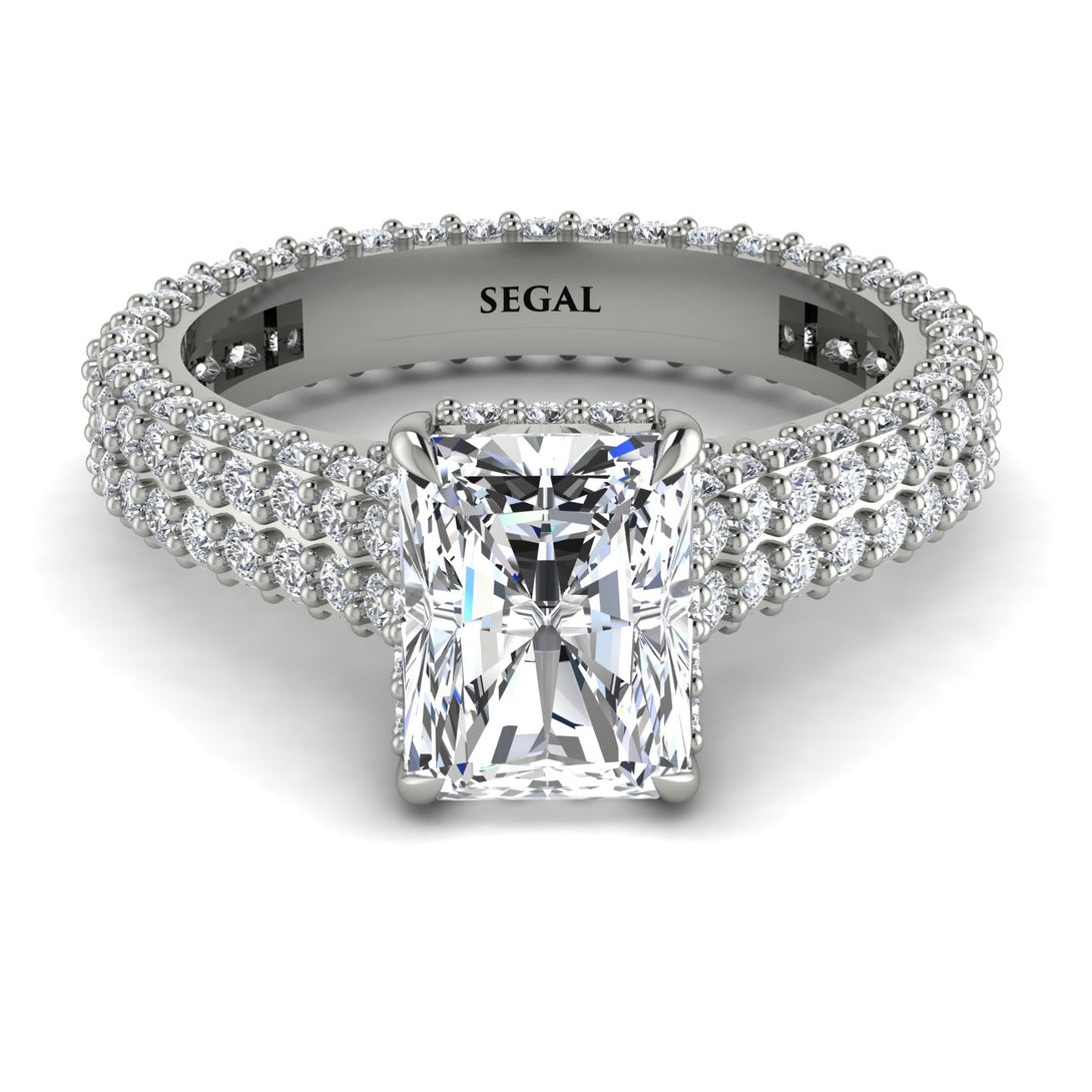 Radiant Cut Diamond Pave Engagement Ring - Kenzie No. 3