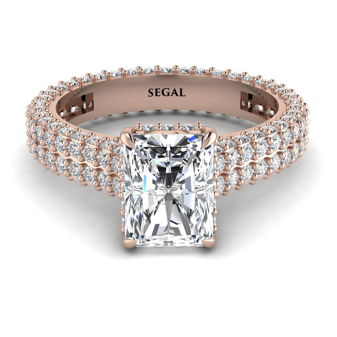 Radiant Cut Diamond Pave Engagement Ring - Kenzie No. 2