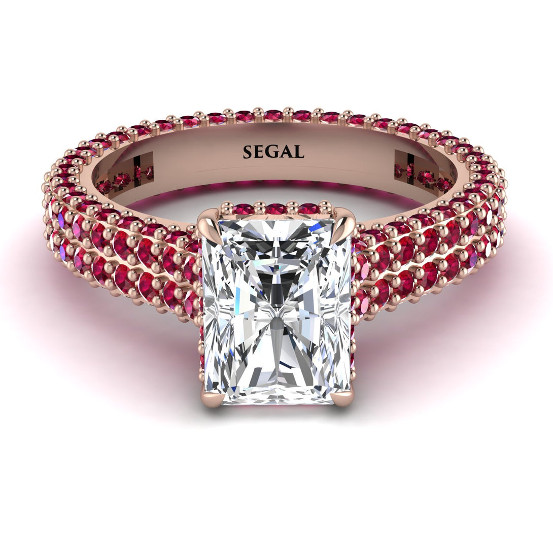Radiant Cut Diamond Pave Engagement Ring - Kenzie No. 47
