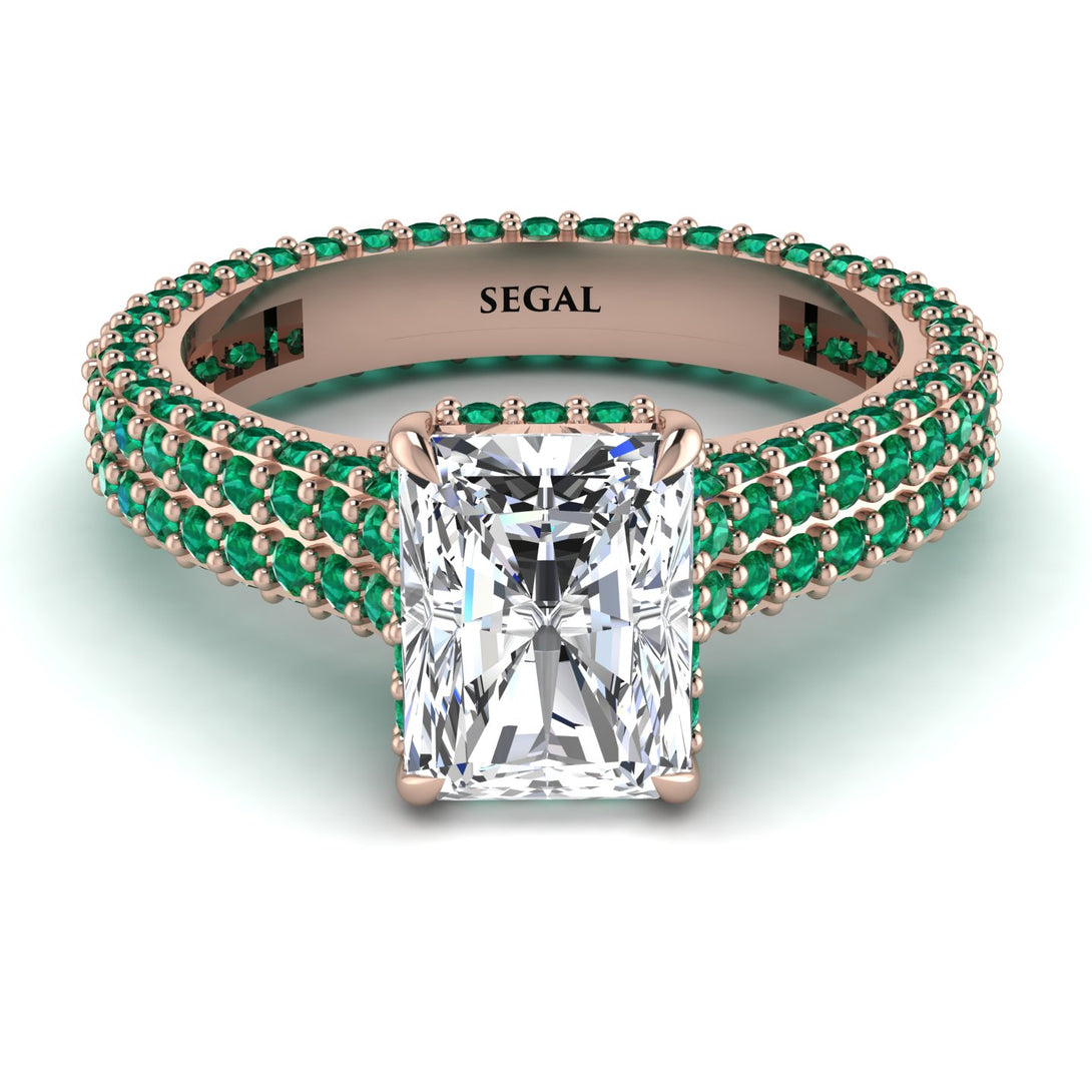 Radiant Cut Diamond Pave Engagement Ring - Kenzie No. 17