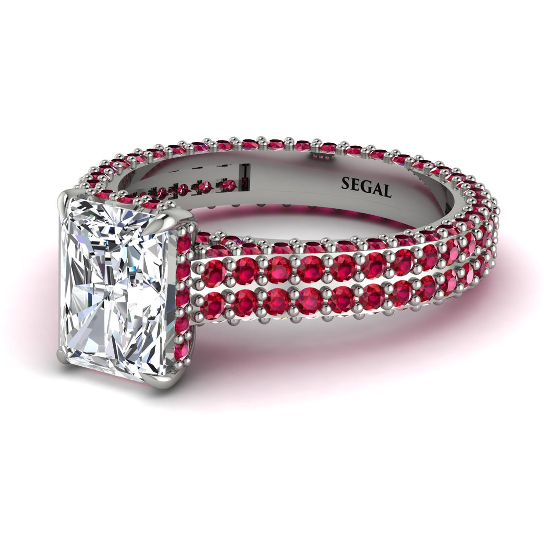 Radiant Cut Diamond Pave Engagement Ring - Kenzie No. 48
