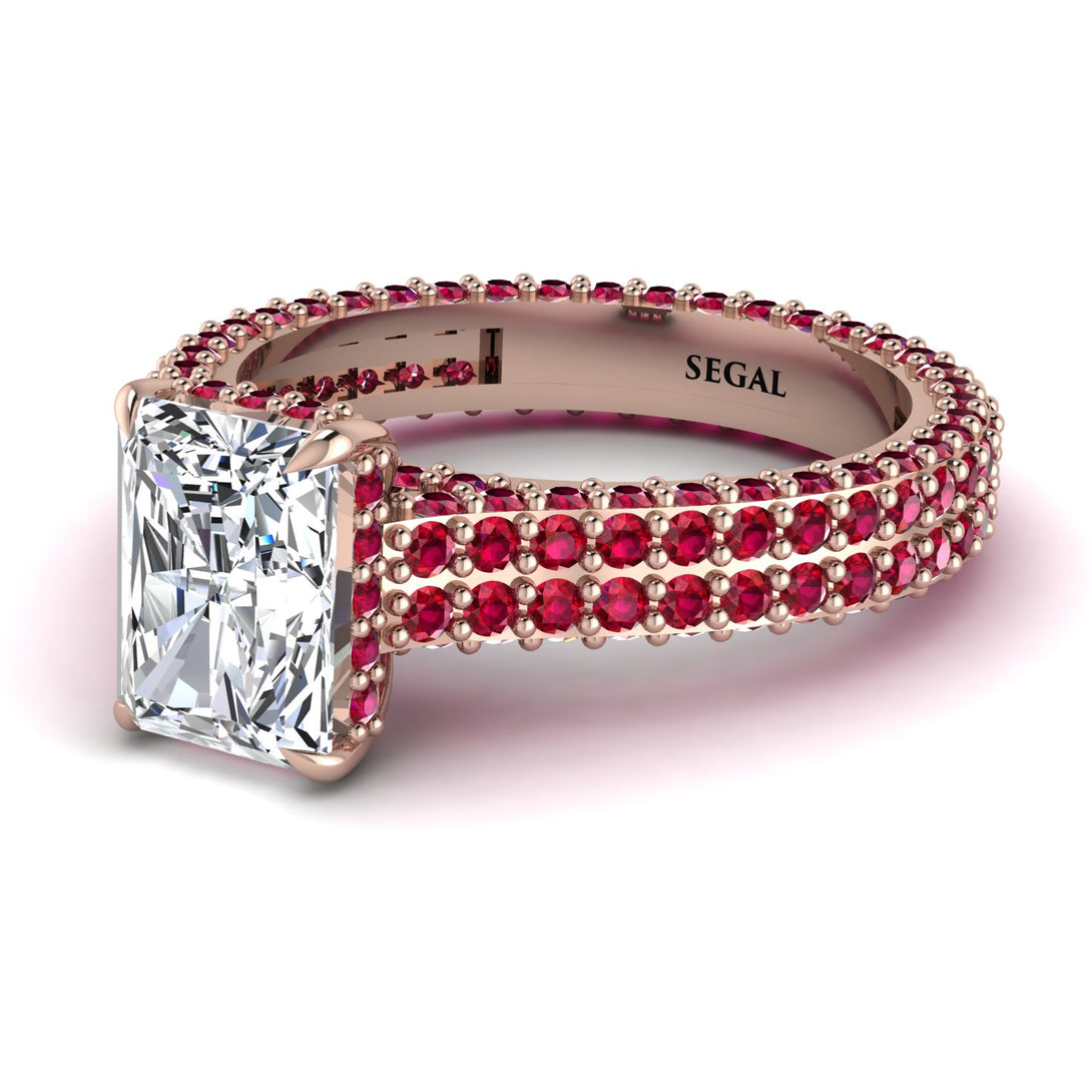 Radiant Cut Diamond Pave Engagement Ring - Kenzie No. 47