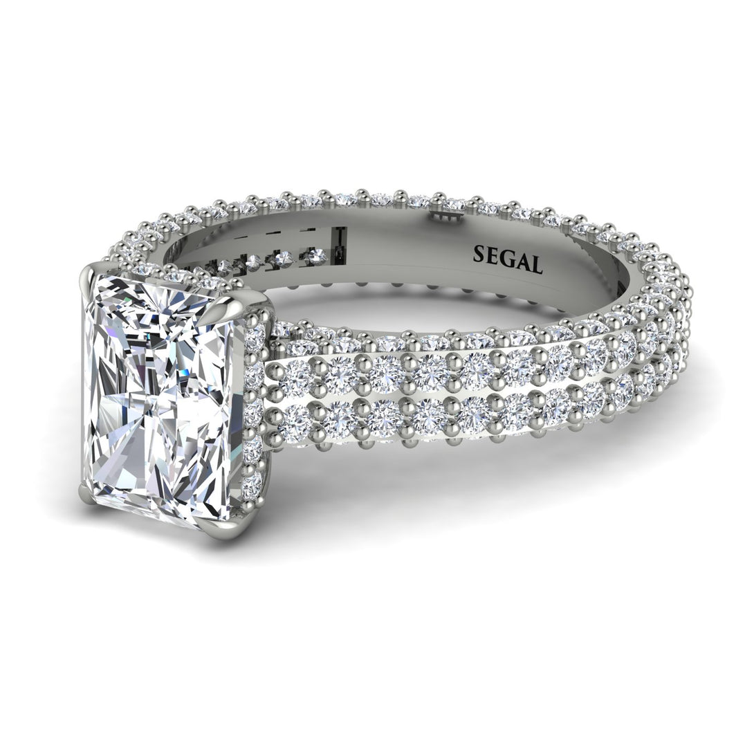Radiant Cut Diamond Pave Engagement Ring - Kenzie No. 3