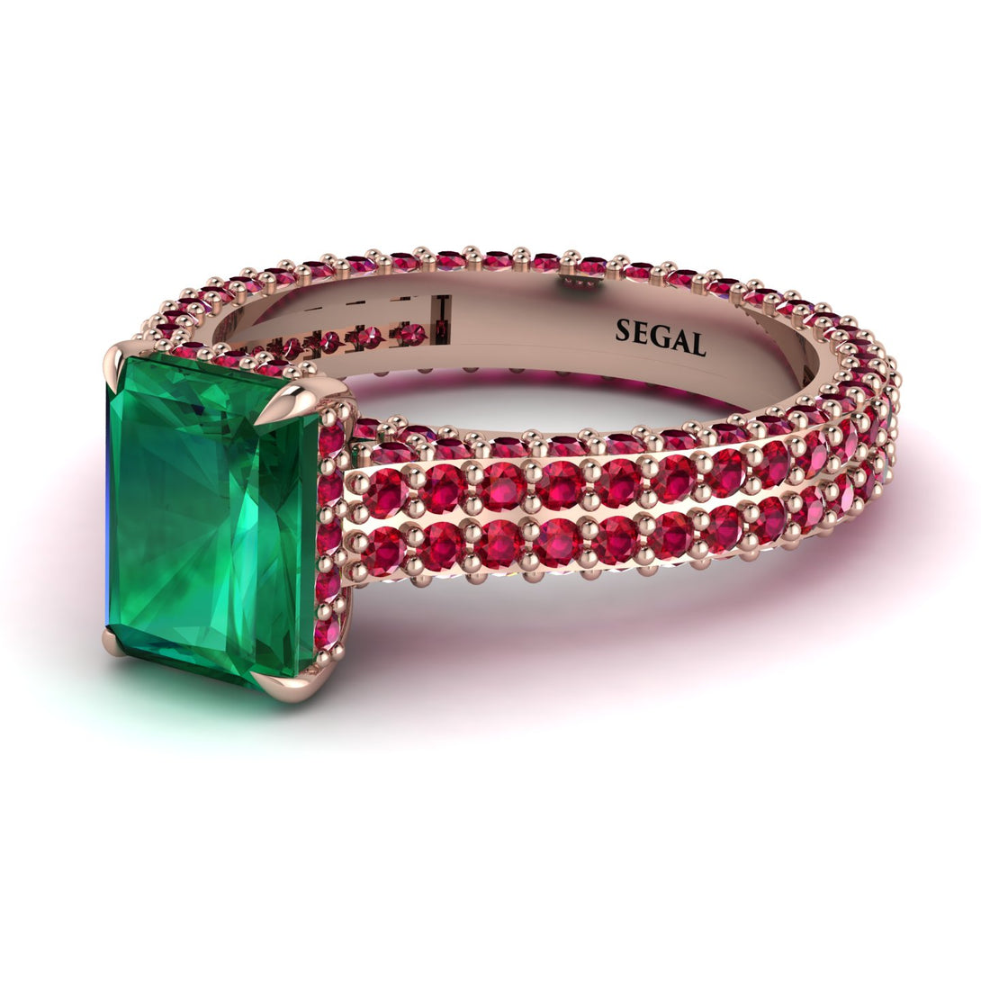 Radiant Cut Emerald Pave Engagement Ring - Kenzie No. 50