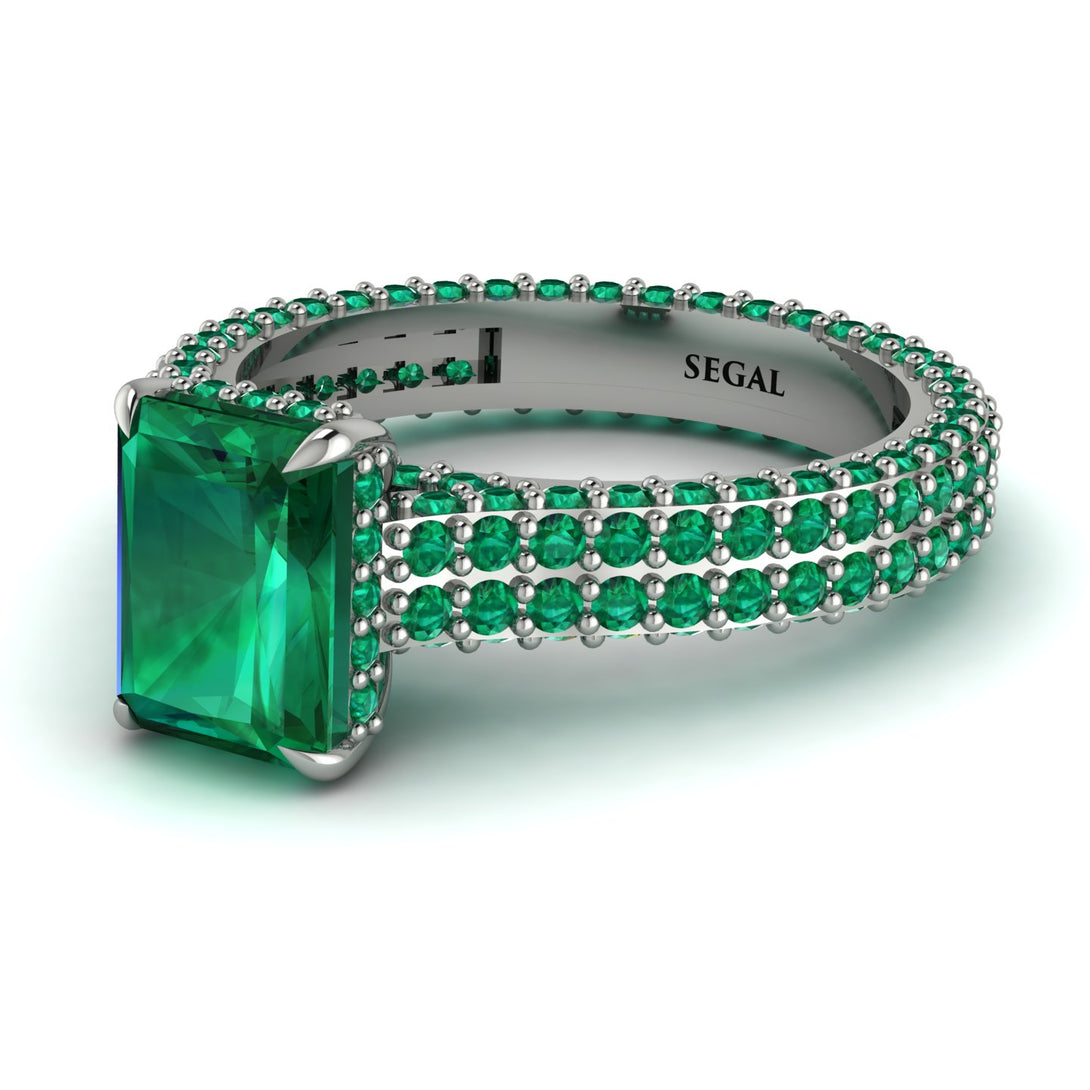 Radiant Cut Emerald Pave Engagement Ring - Kenzie No. 21
