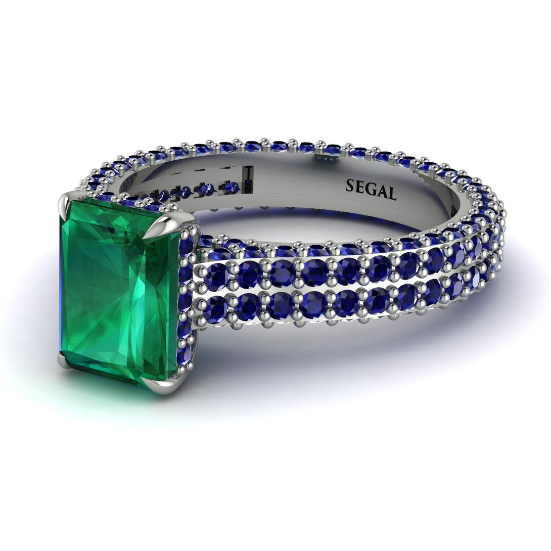 Radiant Cut Emerald Pave Engagement Ring - Kenzie No. 66