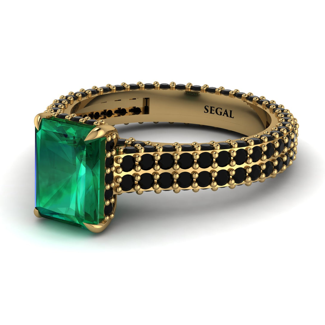 Radiant Cut Emerald Pave Engagement Ring - Kenzie No. 34