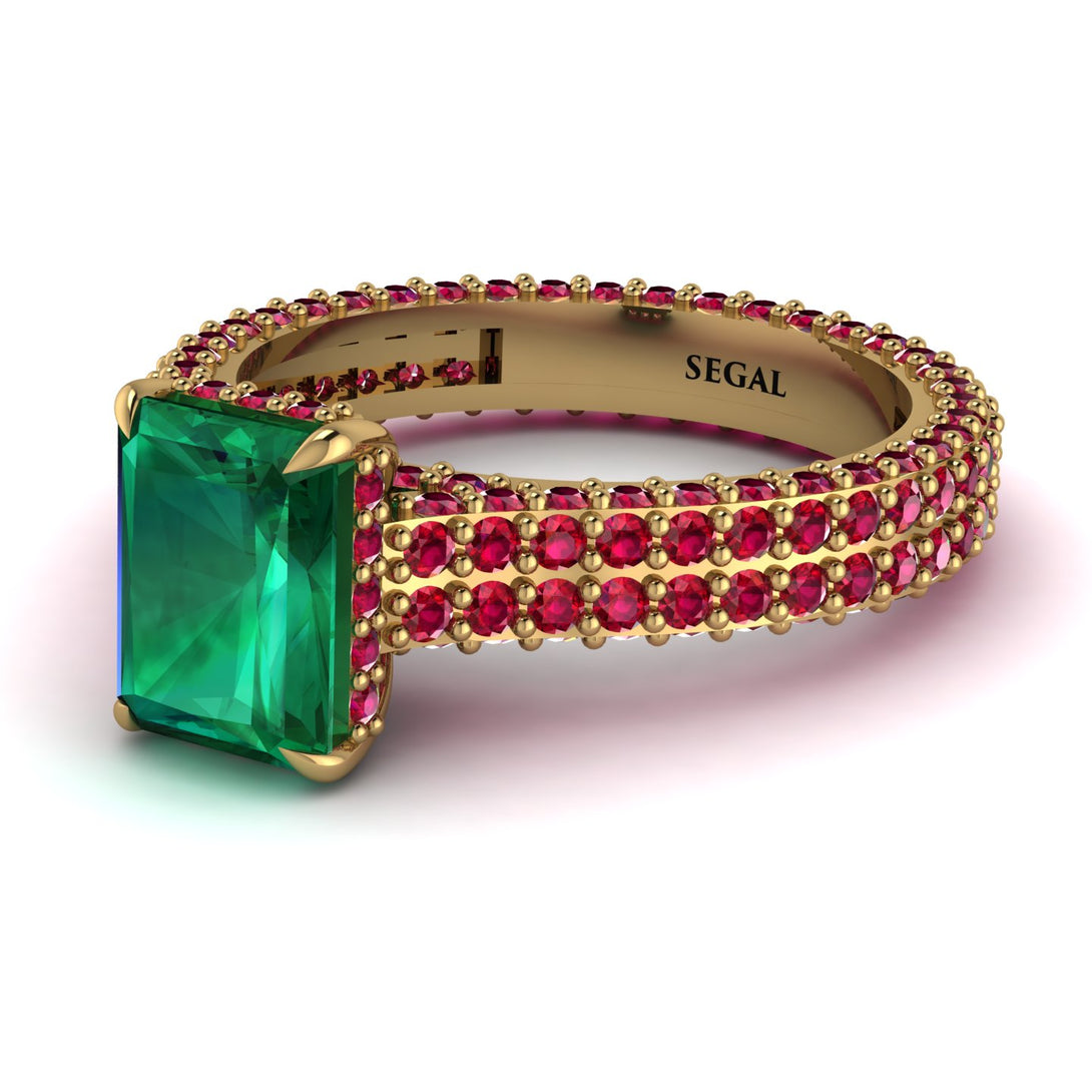 Radiant Cut Emerald Pave Engagement Ring - Kenzie No. 49