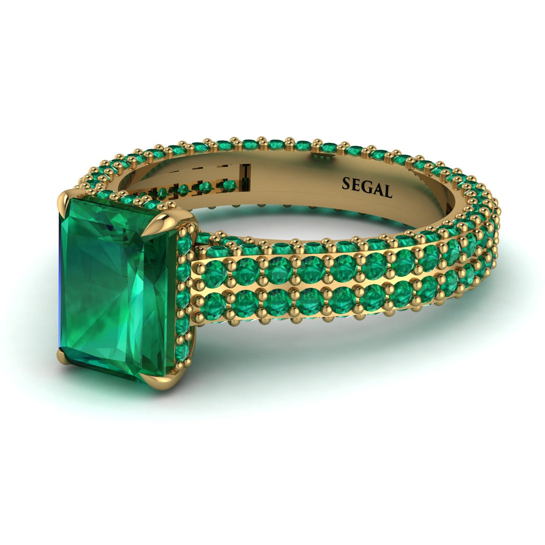 Radiant Cut Emerald Pave Engagement Ring - Kenzie No. 19