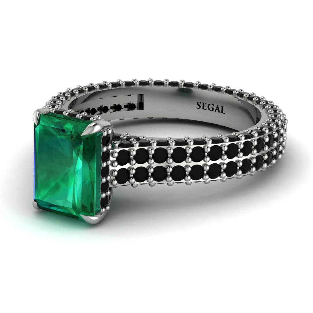 Radiant Cut Emerald Pave Engagement Ring - Kenzie No. 36