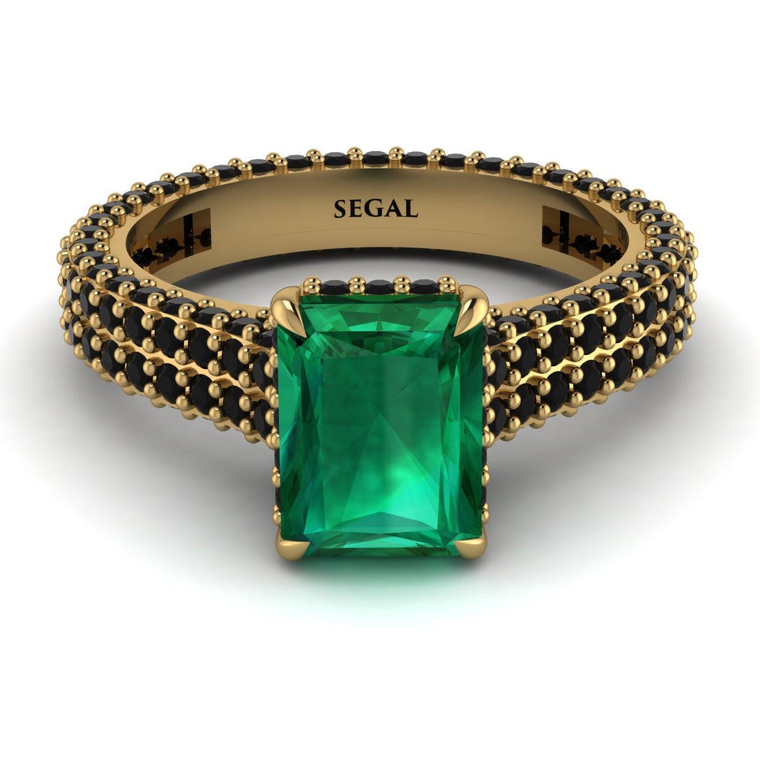 Radiant Cut Emerald Pave Engagement Ring - Kenzie No. 34