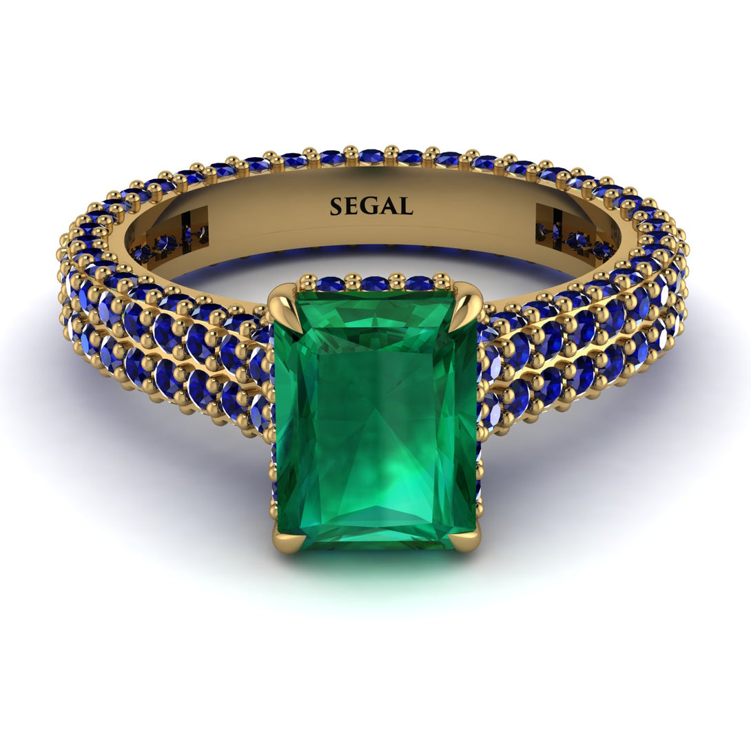 Radiant Cut Emerald Pave Engagement Ring - Kenzie No. 64