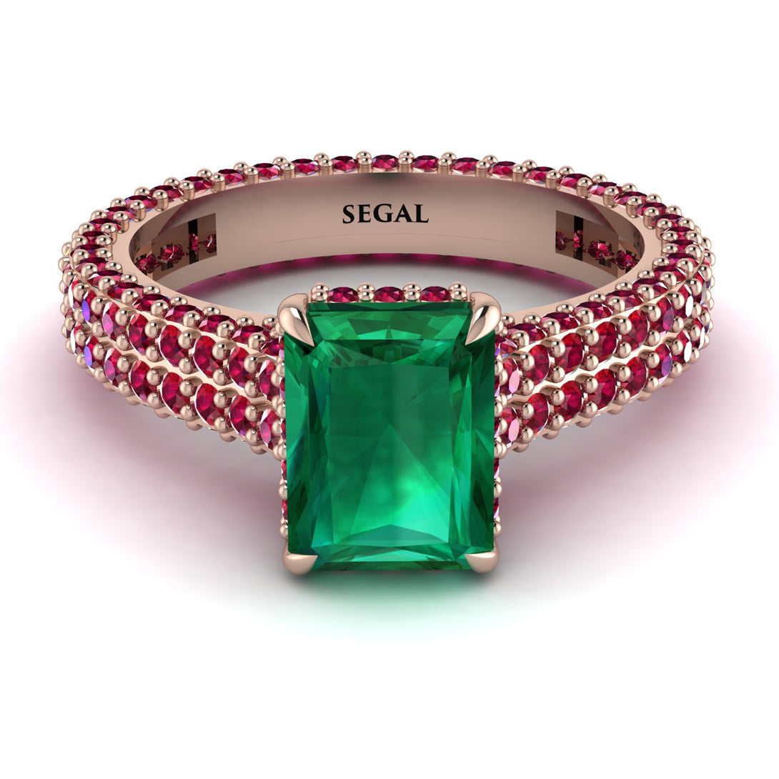 Radiant Cut Emerald Pave Engagement Ring - Kenzie No. 50