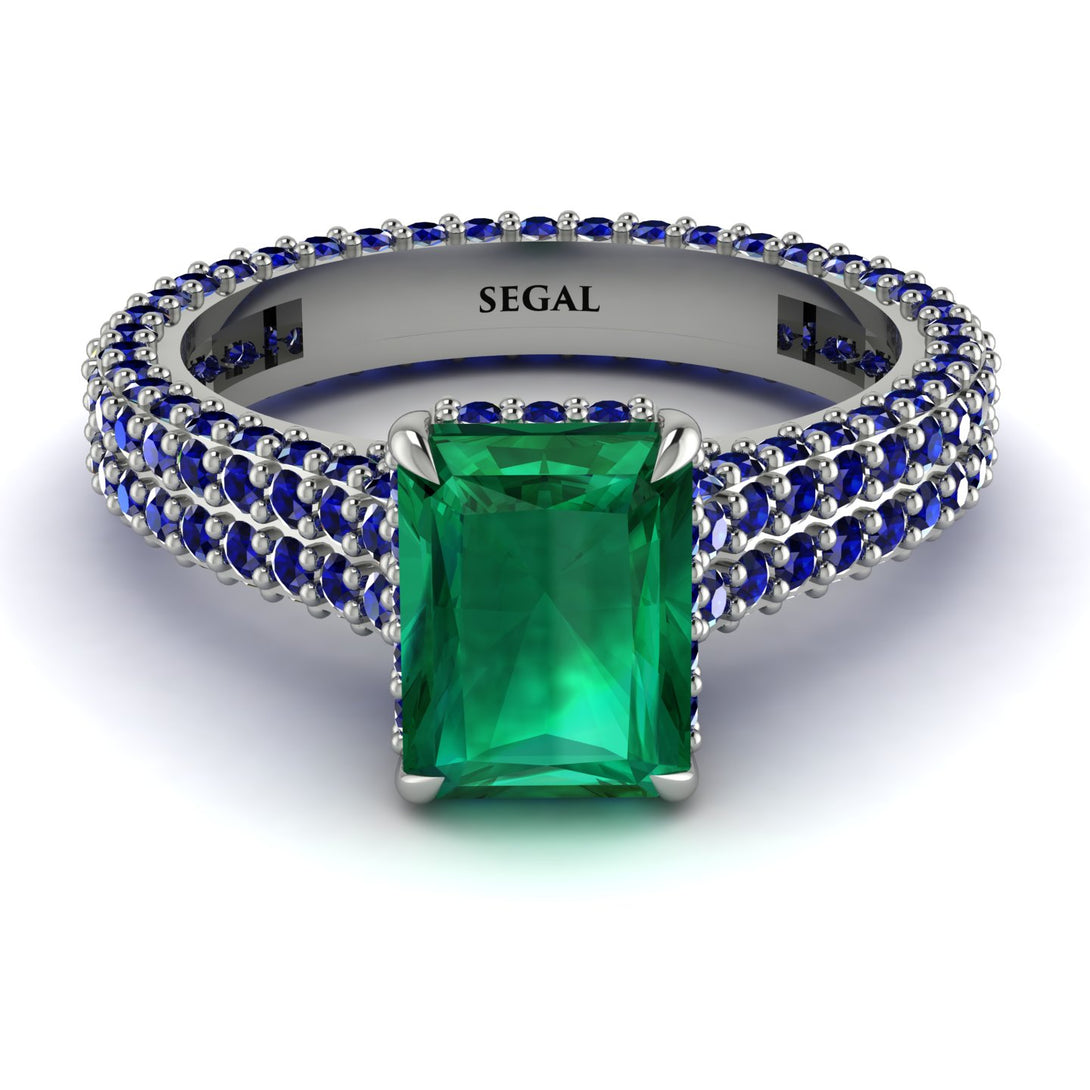 Radiant Cut Emerald Pave Engagement Ring - Kenzie No. 66