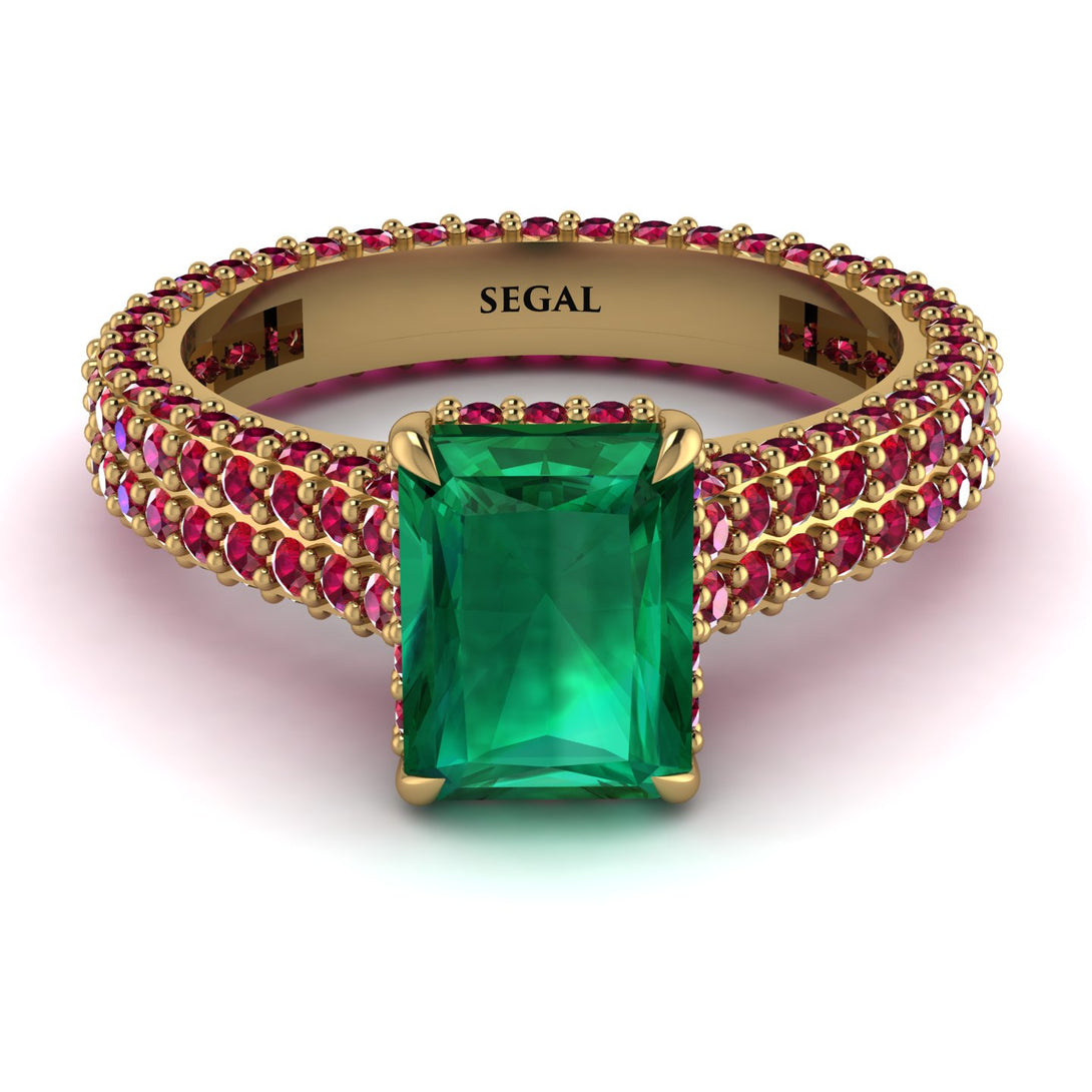 Radiant Cut Emerald Pave Engagement Ring - Kenzie No. 49