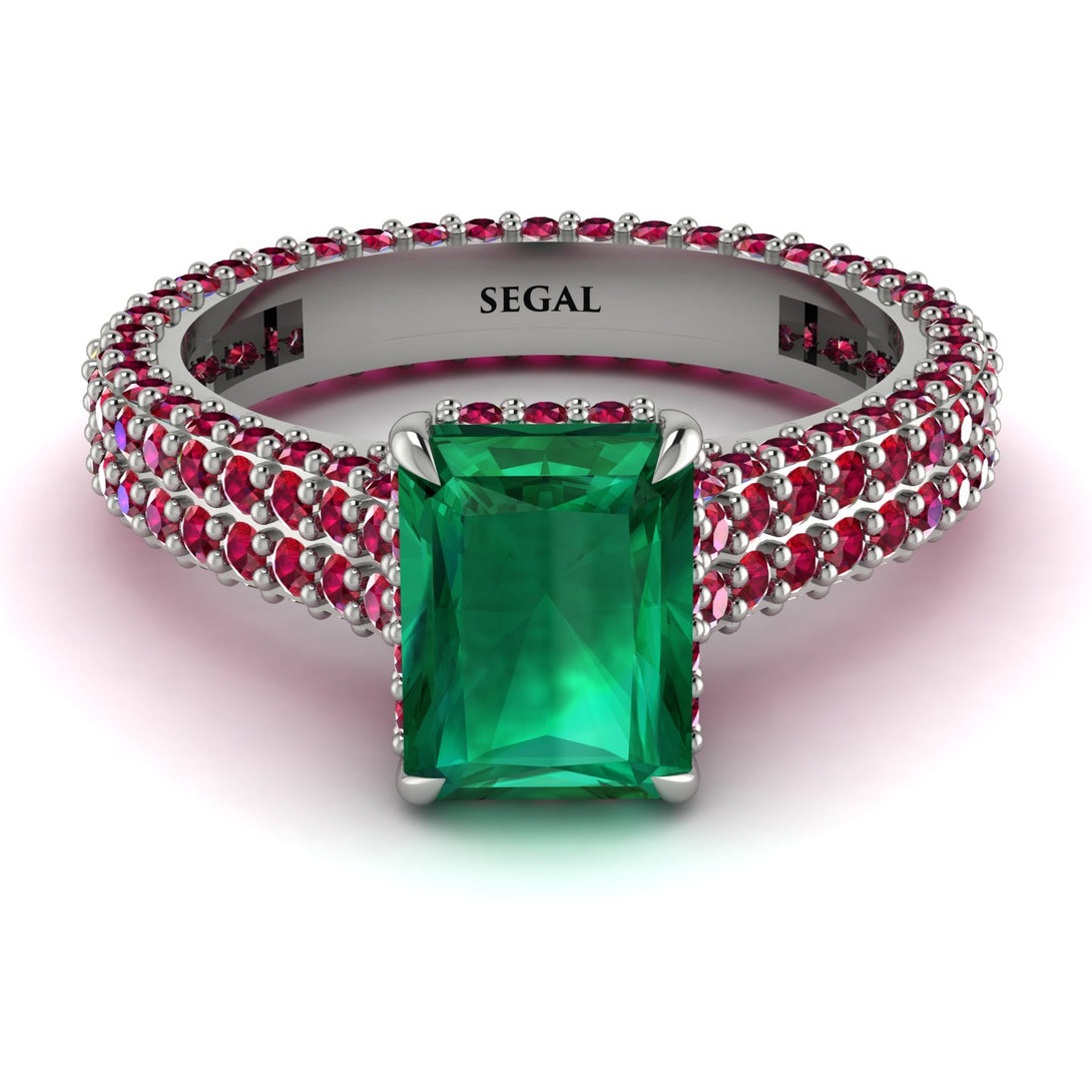 Radiant Cut Emerald Pave Engagement Ring - Kenzie No. 51
