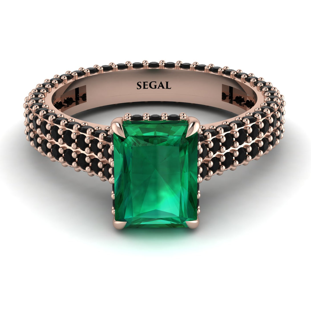 Radiant Cut Emerald Pave Engagement Ring - Kenzie No. 35