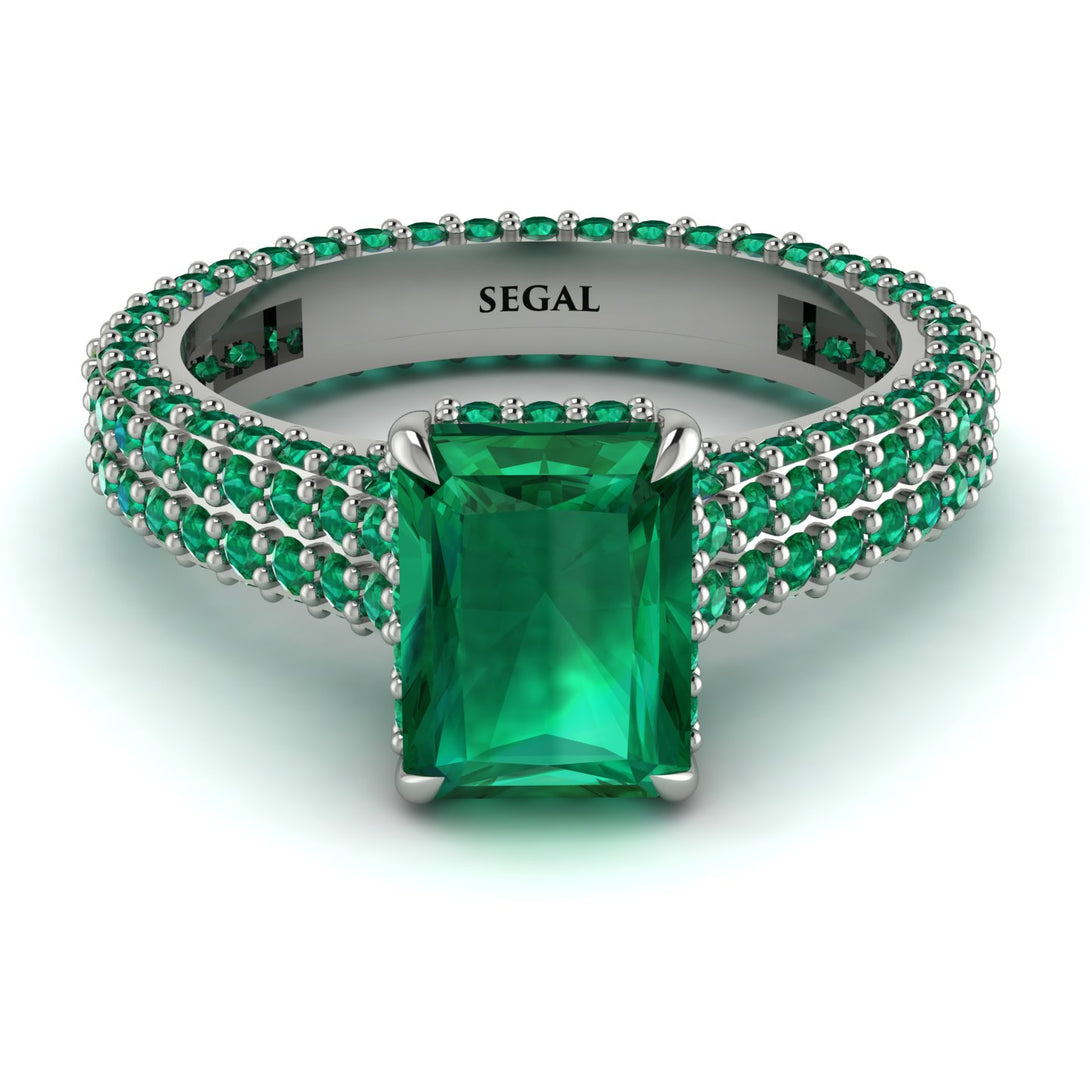 Radiant Cut Emerald Pave Engagement Ring - Kenzie No. 21