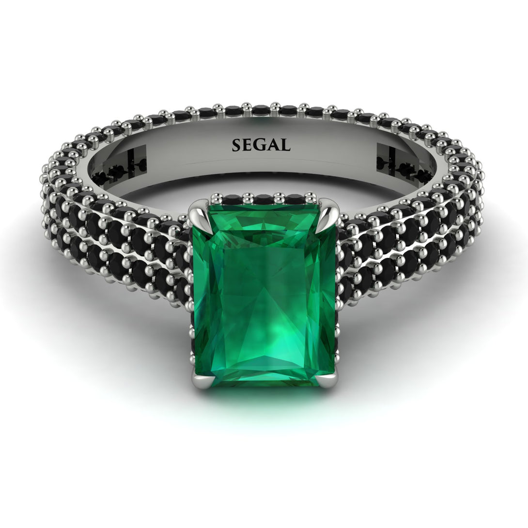 Radiant Cut Emerald Pave Engagement Ring - Kenzie No. 36