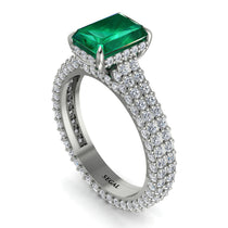 Radiant Cut Emerald Pave Engagement Ring - Kenzie No. 6 image 1