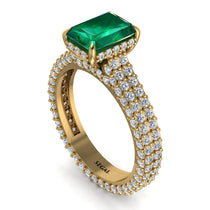 Radiant Cut Emerald Pave Engagement Ring - Kenzie No. 4 image 1