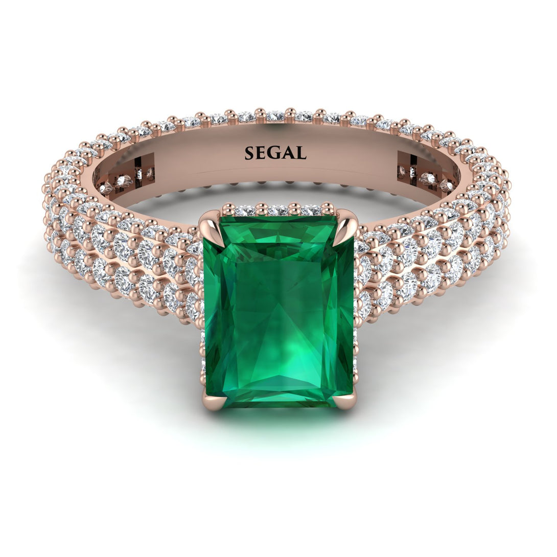 Radiant Cut Emerald Pave Engagement Ring - Kenzie No. 5