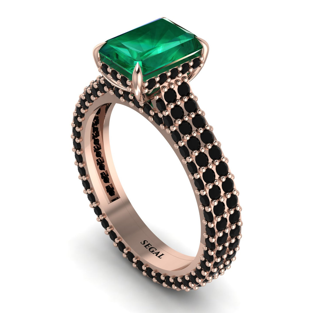 Radiant Cut Emerald Pave Engagement Ring - Kenzie No. 35