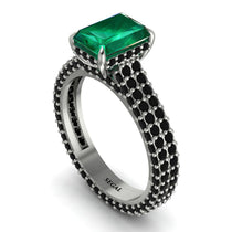 Radiant Cut Emerald Pave Engagement Ring - Kenzie No. 36 image 1