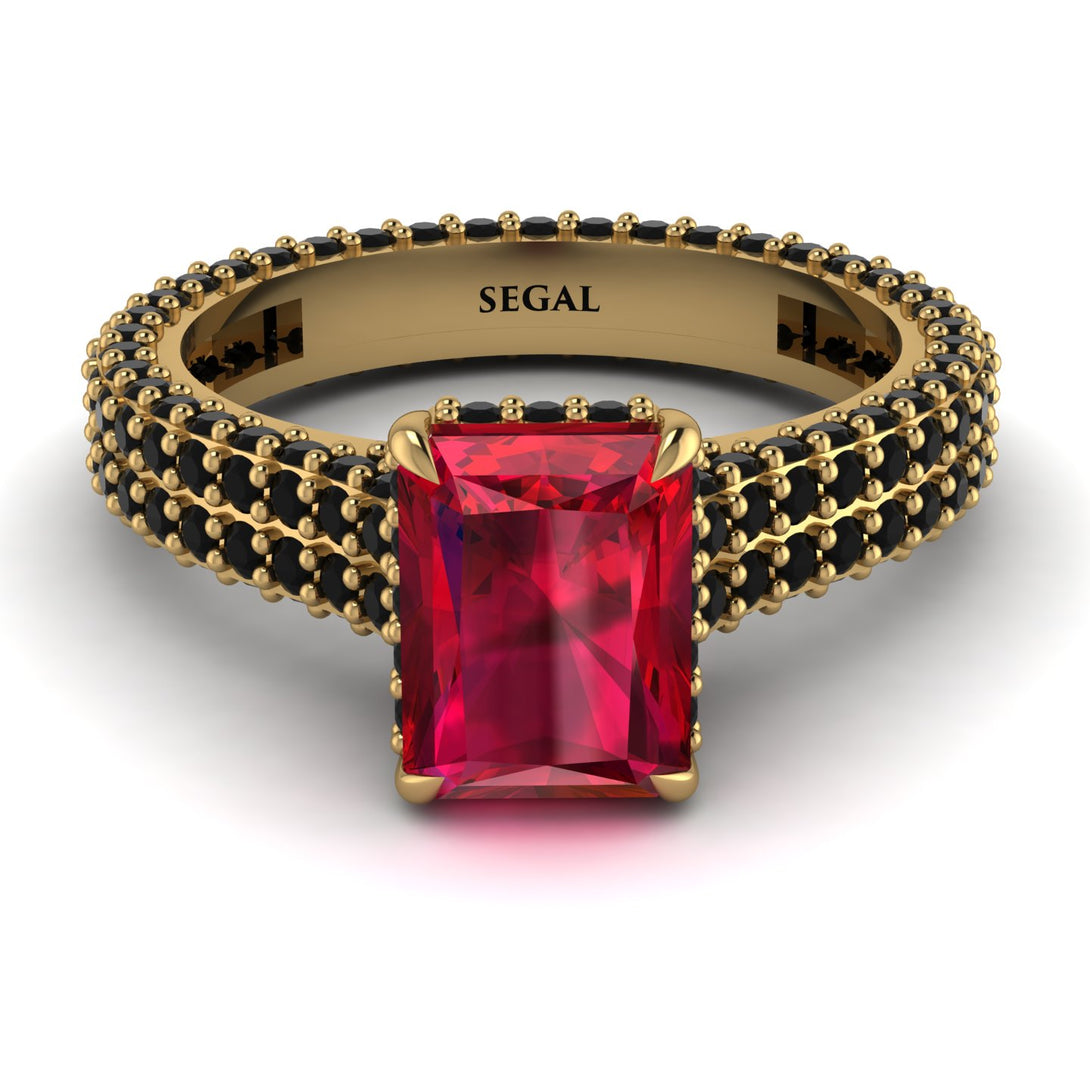 Radiant Cut Ruby Pave Engagement Ring - Kenzie No. 40