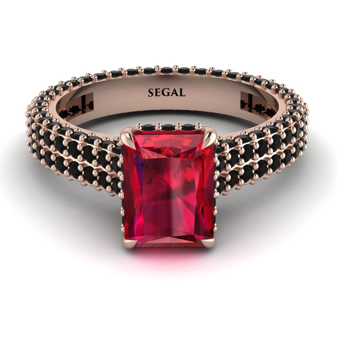 Radiant Cut Ruby Pave Engagement Ring - Kenzie No. 41
