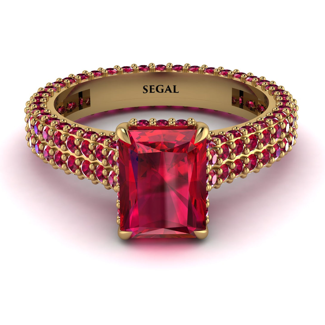 Radiant Cut Ruby Pave Engagement Ring - Kenzie No. 55