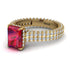 Radiant Cut Ruby Pave Engagement Ring - Kenzie No. 10
