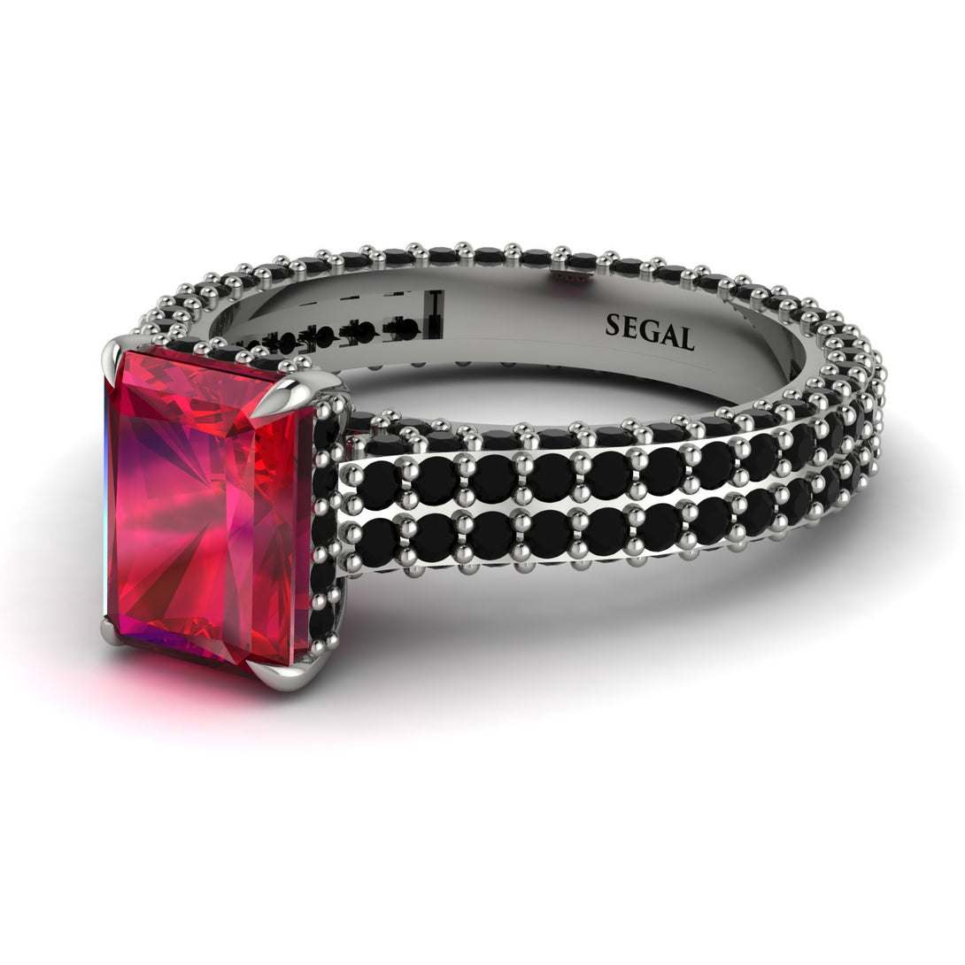 Radiant Cut Ruby Pave Engagement Ring - Kenzie No. 42