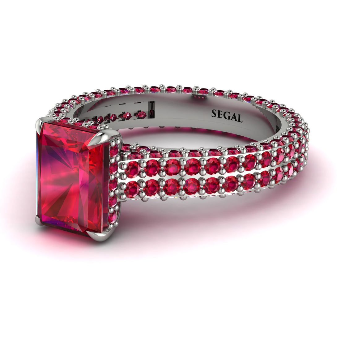 Radiant Cut Ruby Pave Engagement Ring - Kenzie No. 57