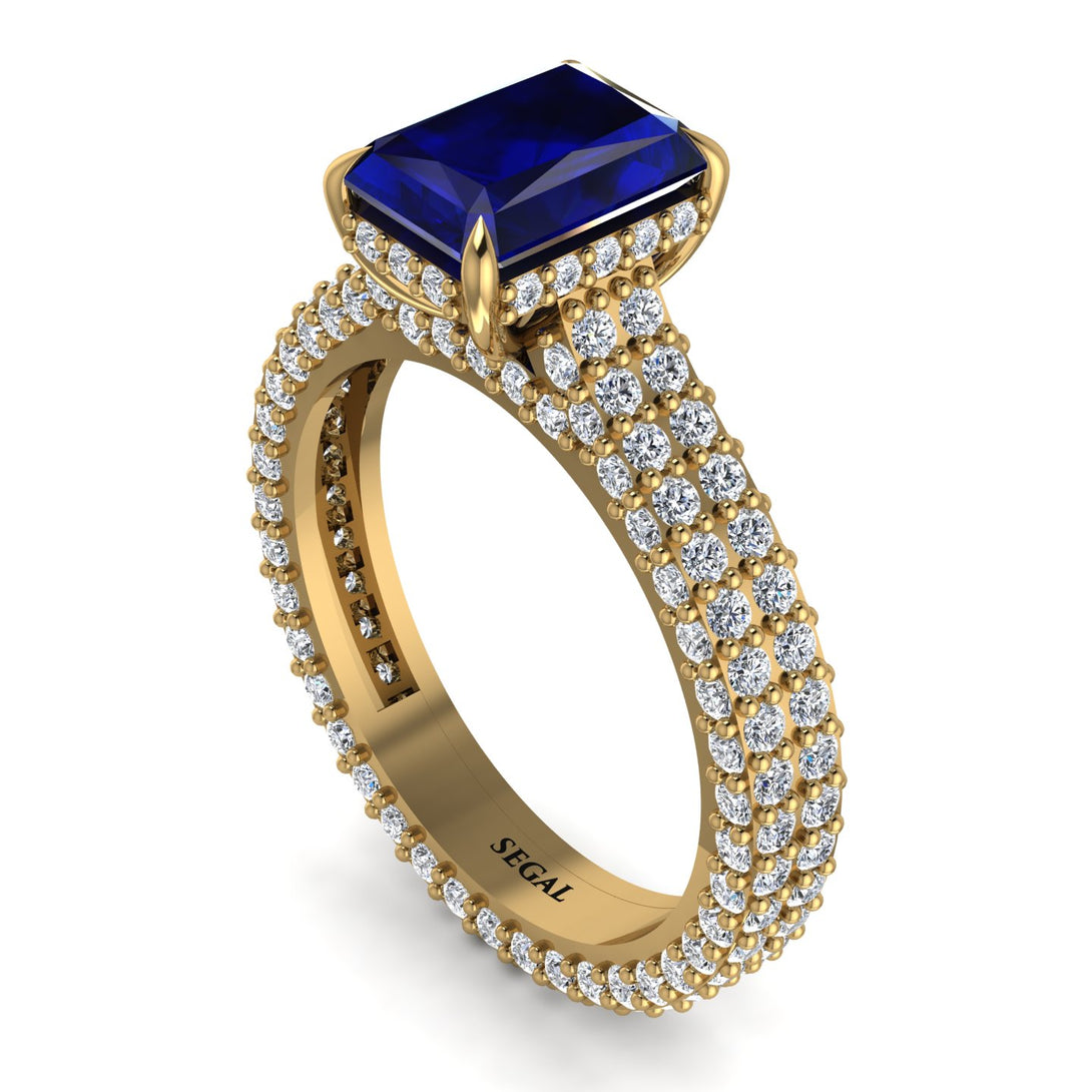 Radiant Cut Sapphire Pave Engagement Ring - Kenzie No. 13