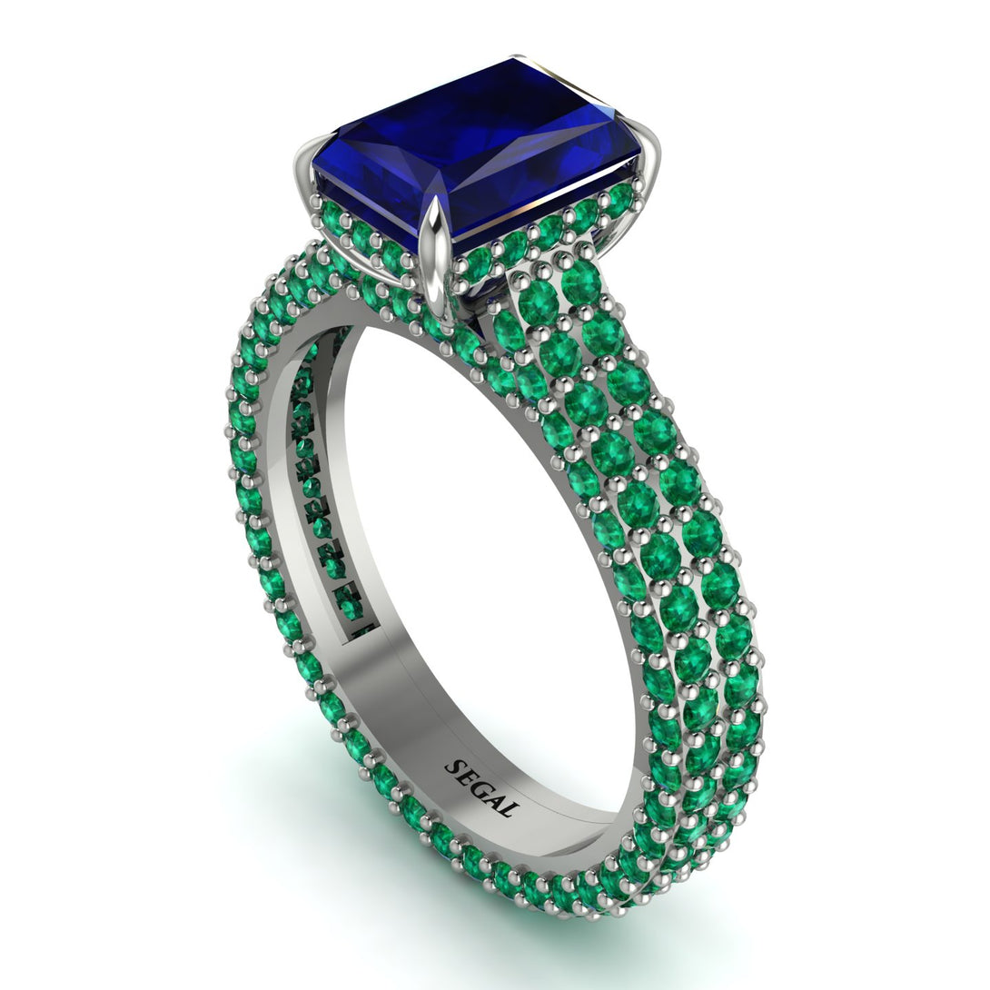 Radiant Cut Sapphire Pave Engagement Ring - Kenzie No. 30