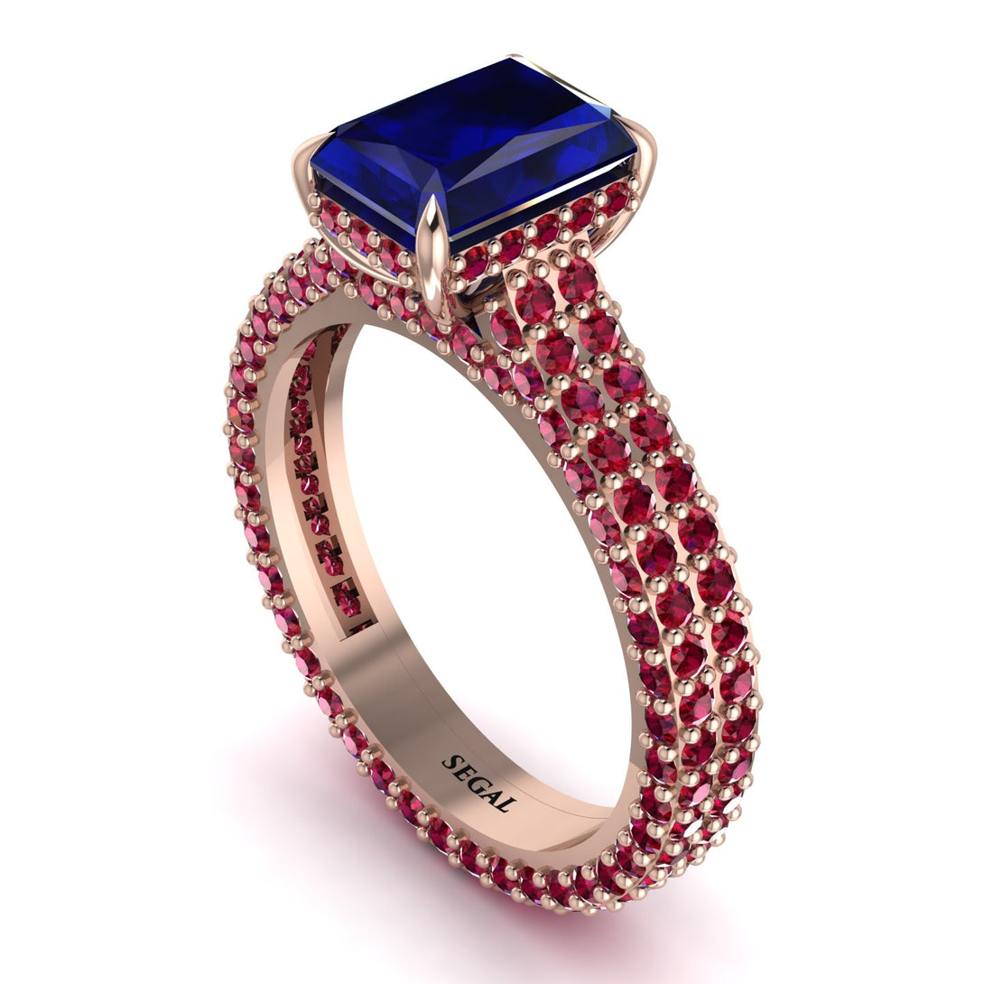 Radiant Cut Sapphire Pave Engagement Ring - Kenzie No. 59