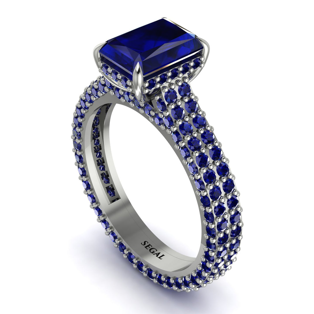 Radiant Cut Sapphire Pave Engagement Ring - Kenzie No. 75