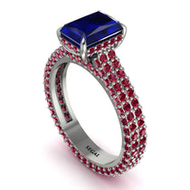 Radiant Cut Sapphire Pave Engagement Ring - Kenzie No. 60 image 1