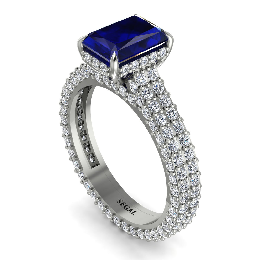 Radiant Cut Sapphire Pave Engagement Ring - Kenzie No. 15