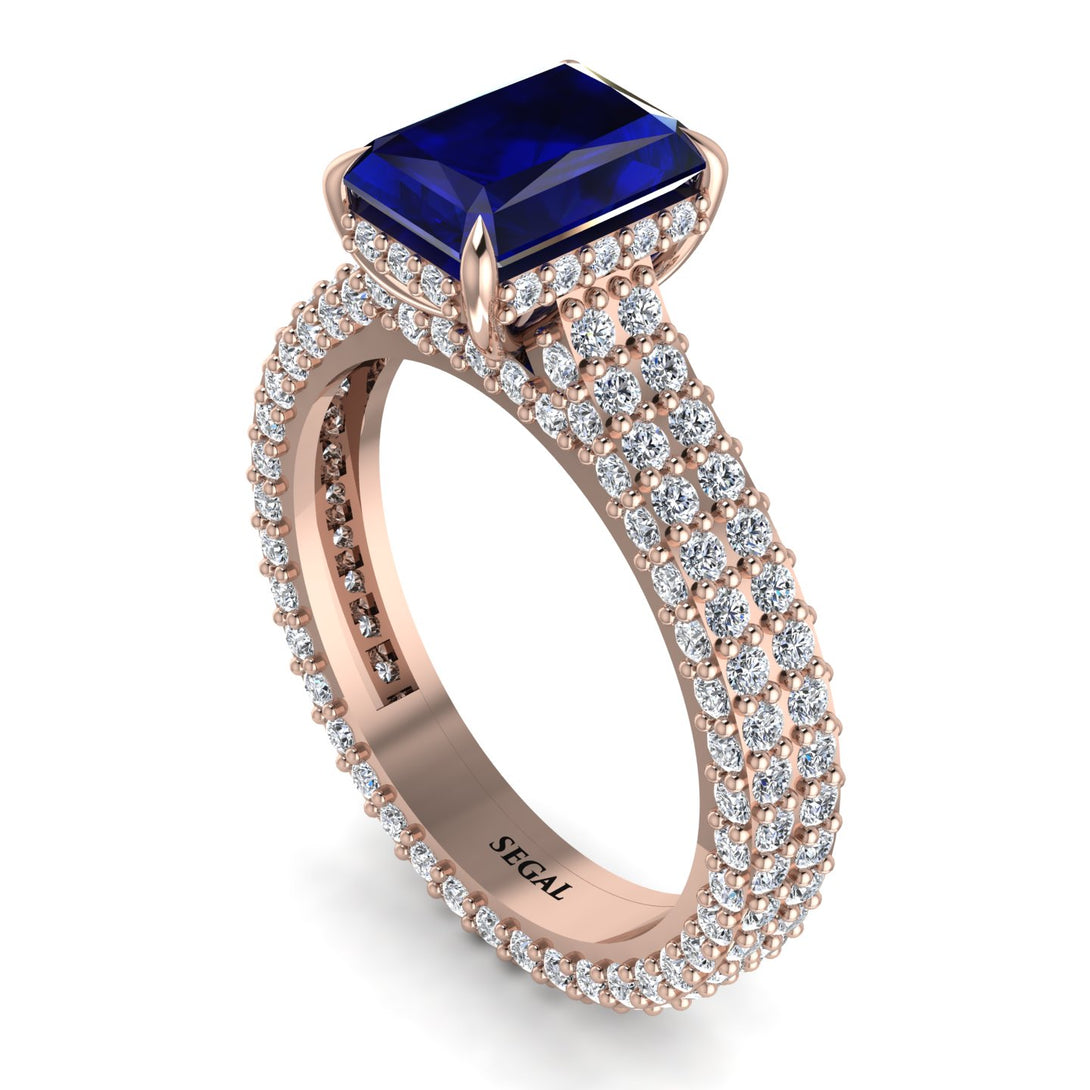 Radiant Cut Sapphire Pave Engagement Ring - Kenzie No. 14