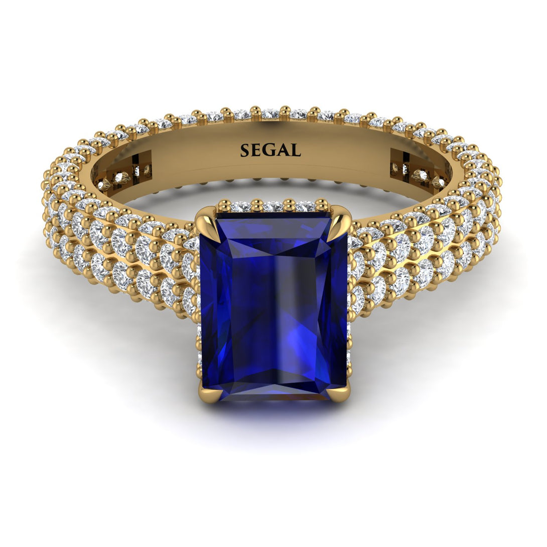 Radiant Cut Sapphire Pave Engagement Ring - Kenzie No. 13