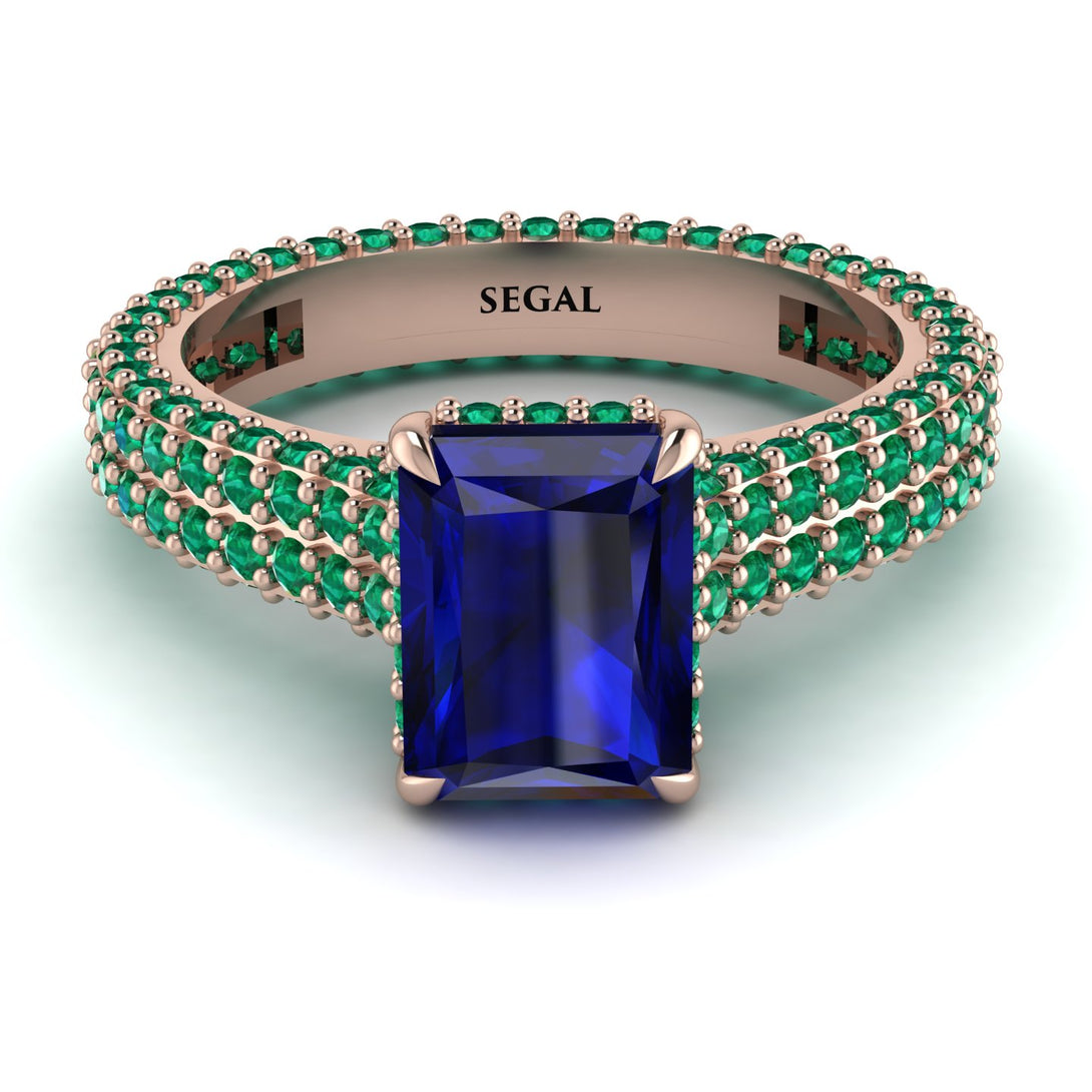 Radiant Cut Sapphire Pave Engagement Ring - Kenzie No. 29