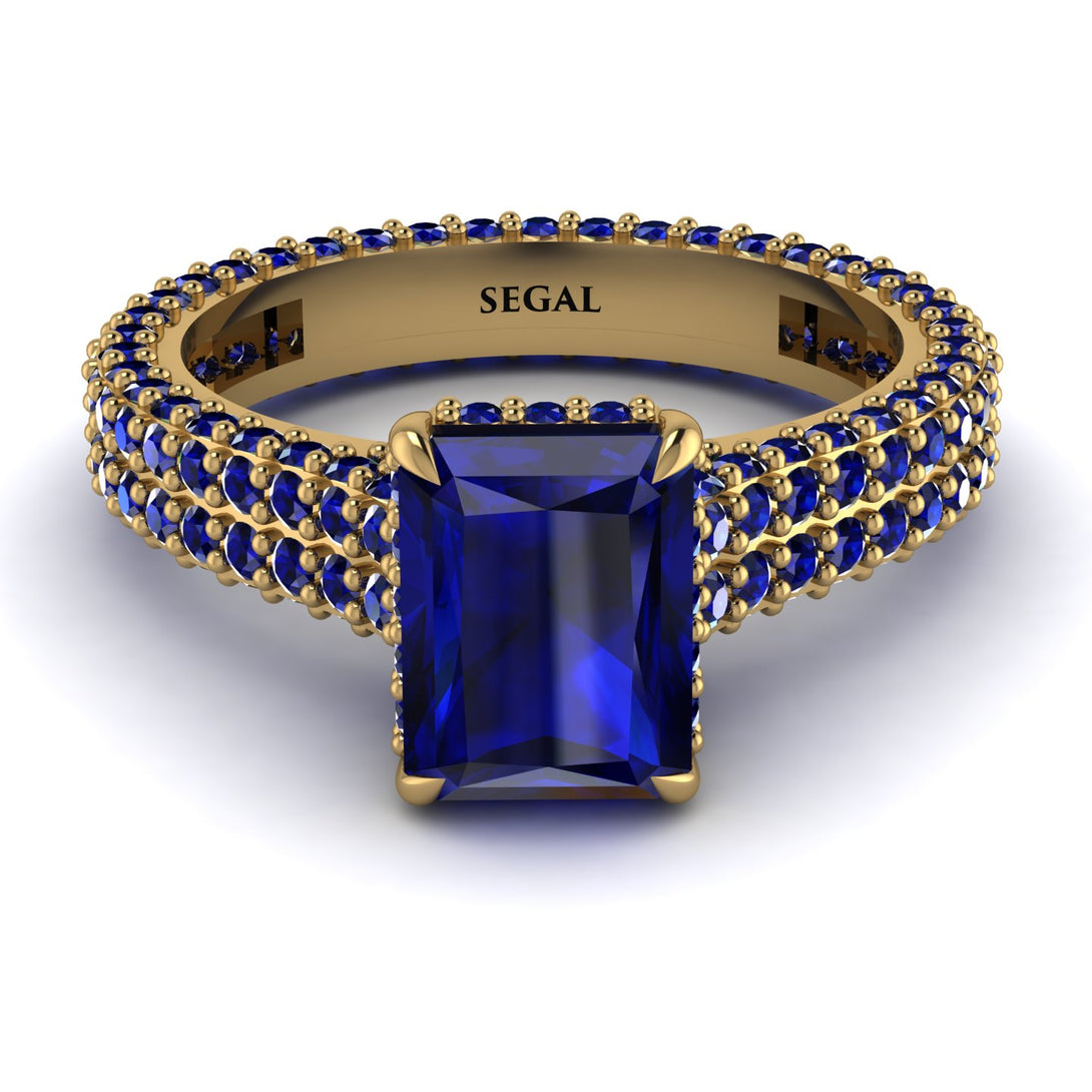 Radiant Cut Sapphire Pave Engagement Ring - Kenzie No. 73