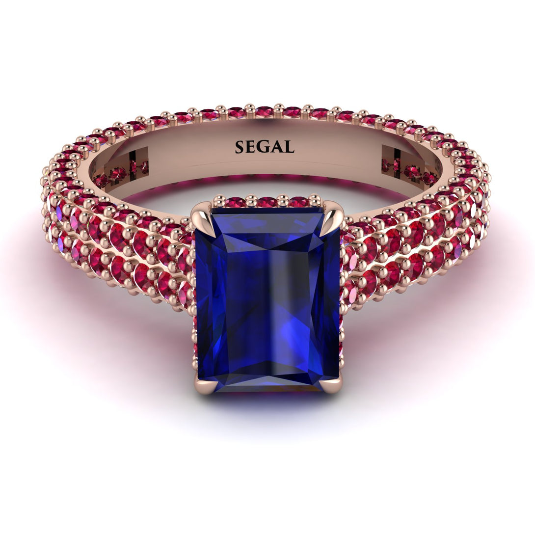 Radiant Cut Sapphire Pave Engagement Ring - Kenzie No. 59