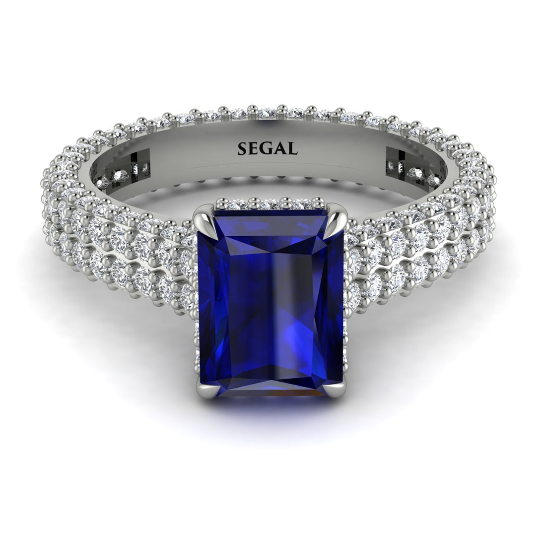 Radiant Cut Sapphire Pave Engagement Ring - Kenzie No. 15